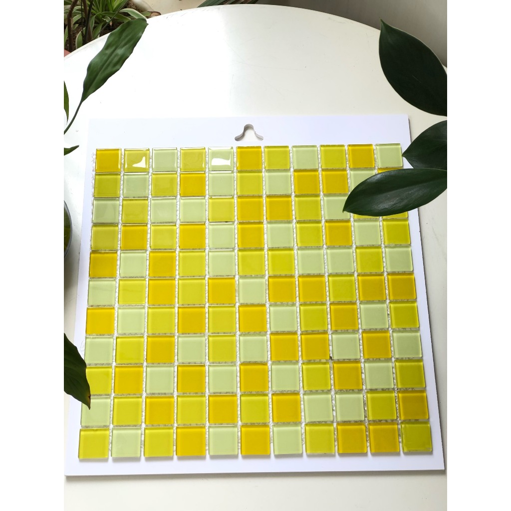 Gạch mosaic trang trí G7 tone vàng chanh trộn màu, ốp trường trang trí, làm tranh mosaic decor, gạch