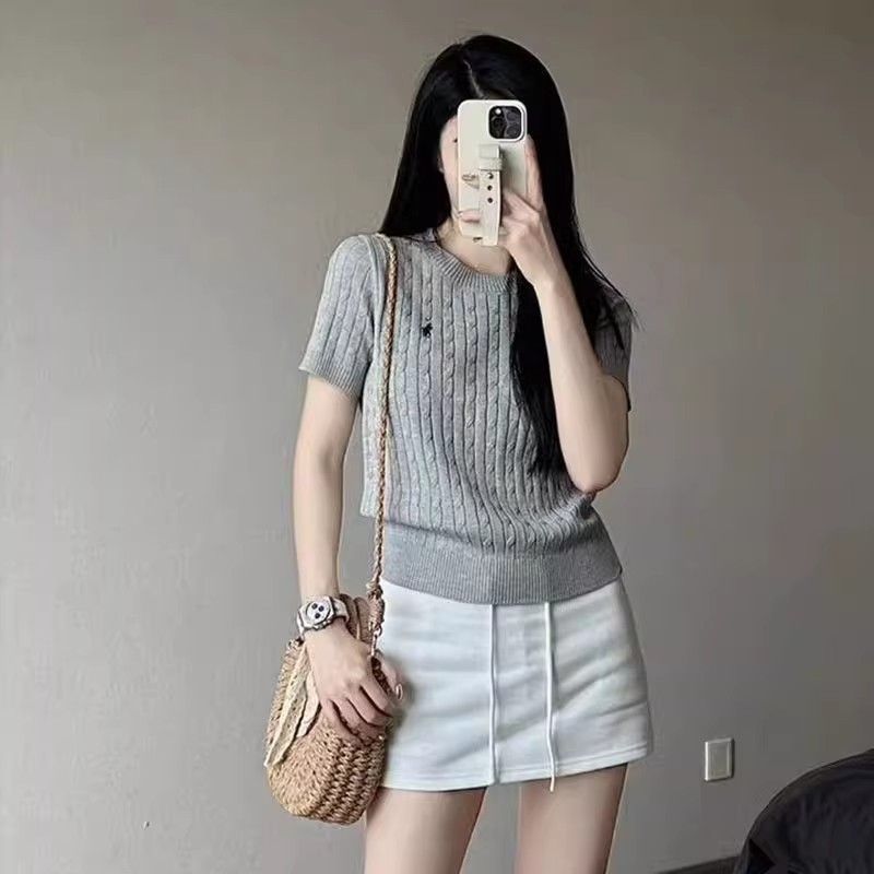 ÁO LEN CỘC TAY CỔ TRÒN HỌA TIẾT VẶN THỪNG THÊU NGỰA PHOM VỪA MẪU MỚI 2024, ÁO LEN NGẮN TAY NỮ QUẢNG CHÂU | BigBuy360 - bigbuy360.vn