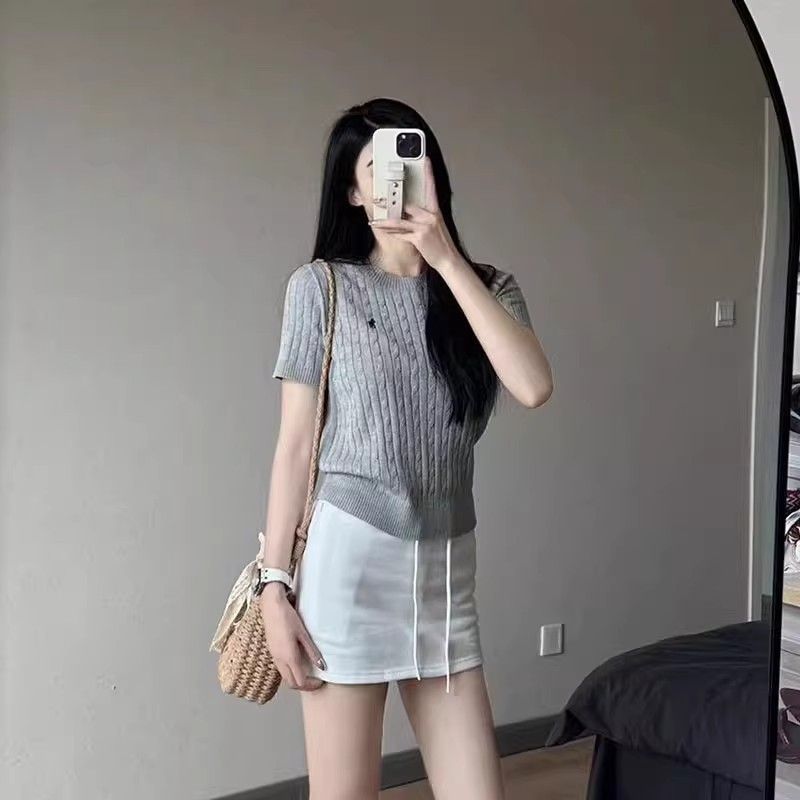 ÁO LEN CỘC TAY CỔ TRÒN HỌA TIẾT VẶN THỪNG THÊU NGỰA PHOM VỪA MẪU MỚI 2024, ÁO LEN NGẮN TAY NỮ QUẢNG CHÂU | BigBuy360 - bigbuy360.vn
