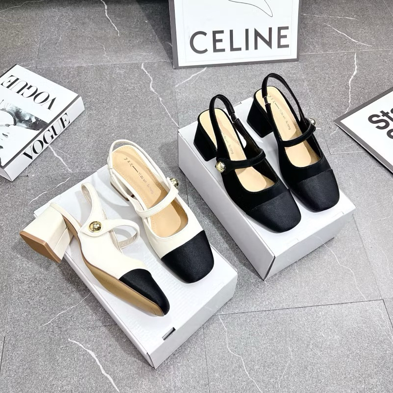 Giày cao gót thiết kế hở gót Ngọc Hà Shoes phối màu tinh tế sang trọng tôn dáng cao 5 phân