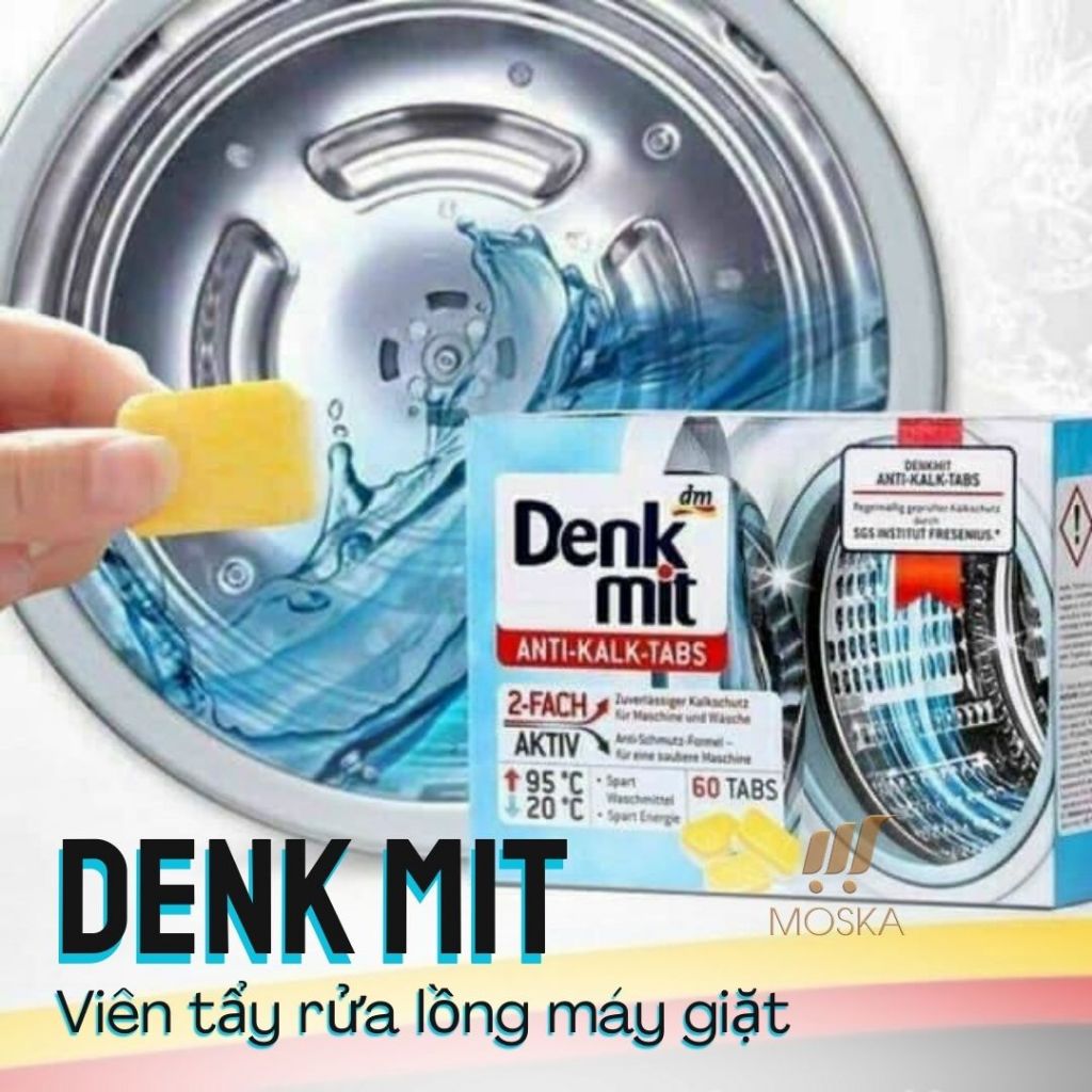 Viên Tẩy Lồng Máy Giặt Denkmit Đức - Làm Sạch Lồng Giặt Sạch Sẽ, Loại Bỏ Cặn Bẩn Nấm Mốc, Vi Khuẩn -Viên lẻ | Moska shop