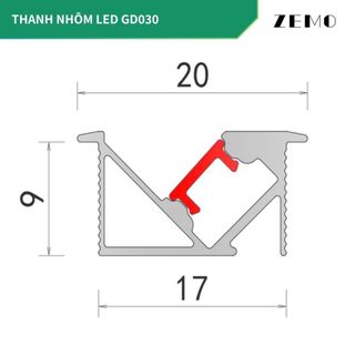 Thanh nhôm LED chiếu nghiêng 45*  (gửi hàng thanh 1m) (CẦN GỬI THANH 3m LH SHOP)
