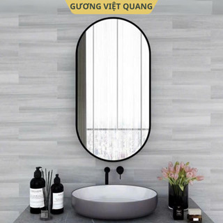 Gương Treo Tường Viền Thép Hình Nhộng Dáng Dọc, Gương Treo Tường Phòng Tắm. Decor Bàn Trang Điểm