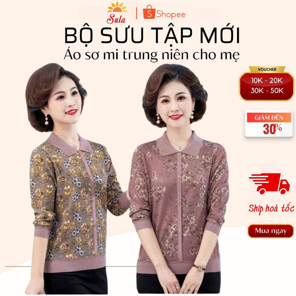 Áo len cho mẹ, cho bà, áo len trung niên SULA, len dệt kim
