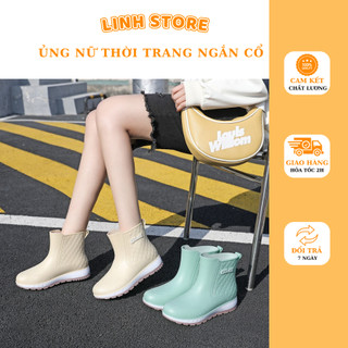 Ủng thời trang ngắn cổ, ủng đi mưa chống trượt cho nữ