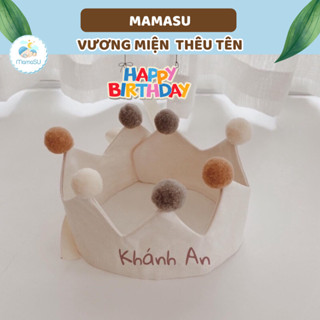 (THÊU TÊN) Vương Miện Thêu Tên Theo Yêu Cầu Cho Bé Dự Tiệc Sinh Nhật, Mũ Đội Đầu Đi Chơi Phong Cách Hàn Quốc
