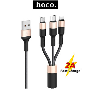 Dây sạc nhanh 3 đầu Hoco cáp bọc dù siêu bền Sạc nhanh 2A cho các dòng điện thoại