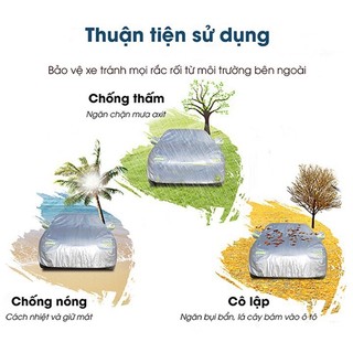 Bạt Che Phủ Xe Kia Rio Cao Cấp (bạt 3 lớp Tráng Nhôm, chống xước)-Size 3M