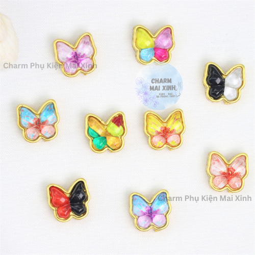 Hồ Điệp Đính Đá - Lỗ Xâu Dọc Ngang - 5 Màu Sắc - Phụ Kiện Xâu, Mix, Phối Vòng Tay Nam, Nữ Phong Thủy