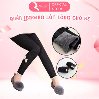 Quần legging lót lông cho bé giả jean dính nơ siêu ấm mùa đông