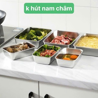 Khay Hộp inox 304 đựng thực phẩm, đồ ăn có nắp đậy, Hàng k hút nam châm