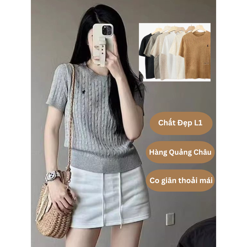 ÁO LEN CỘC TAY CỔ TRÒN HỌA TIẾT VẶN THỪNG THÊU NGỰA PHOM VỪA MẪU MỚI 2024, ÁO LEN NGẮN TAY NỮ QUẢNG CHÂU | BigBuy360 - bigbuy360.vn