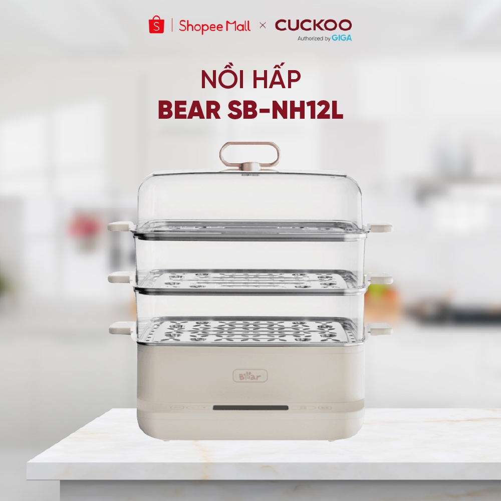 Nồi hấp Bear 3 tầng đa năng 12L SB-NH12L - Bảng điều khiển tiếng Việt - Dễ sử dụng