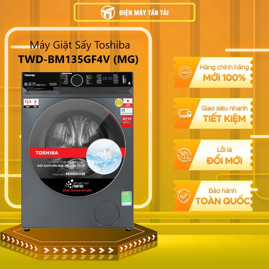 TWD-BM135GF4V(MG) - Máy Giặt Sấy Toshiba  Giặt 12.5Kg /Sấy 8Kg - GIAO TOÀN QUỐC