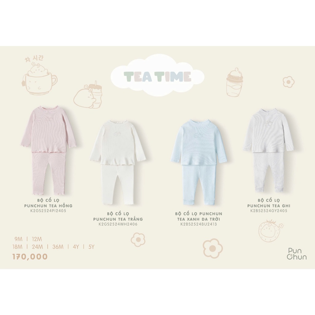 Punchun AW2024 Bộ cổ lọ Punchun Tea cho bé