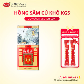 Hồng Sâm Củ Khô 6 năm tuổi, tăng miễn dịch, giảm mệt mỏi, chính hãng Hàn Quốc hiệu KGS, 75g (Củ lớn)