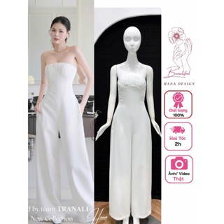 [ Sẵn - Hỏa Tốc ] Jumpsuit Nữ Dáng Dài Cúp Ngực Quần Suông Dài Ống Rộng Đồ Liền Thân Đồ Bay