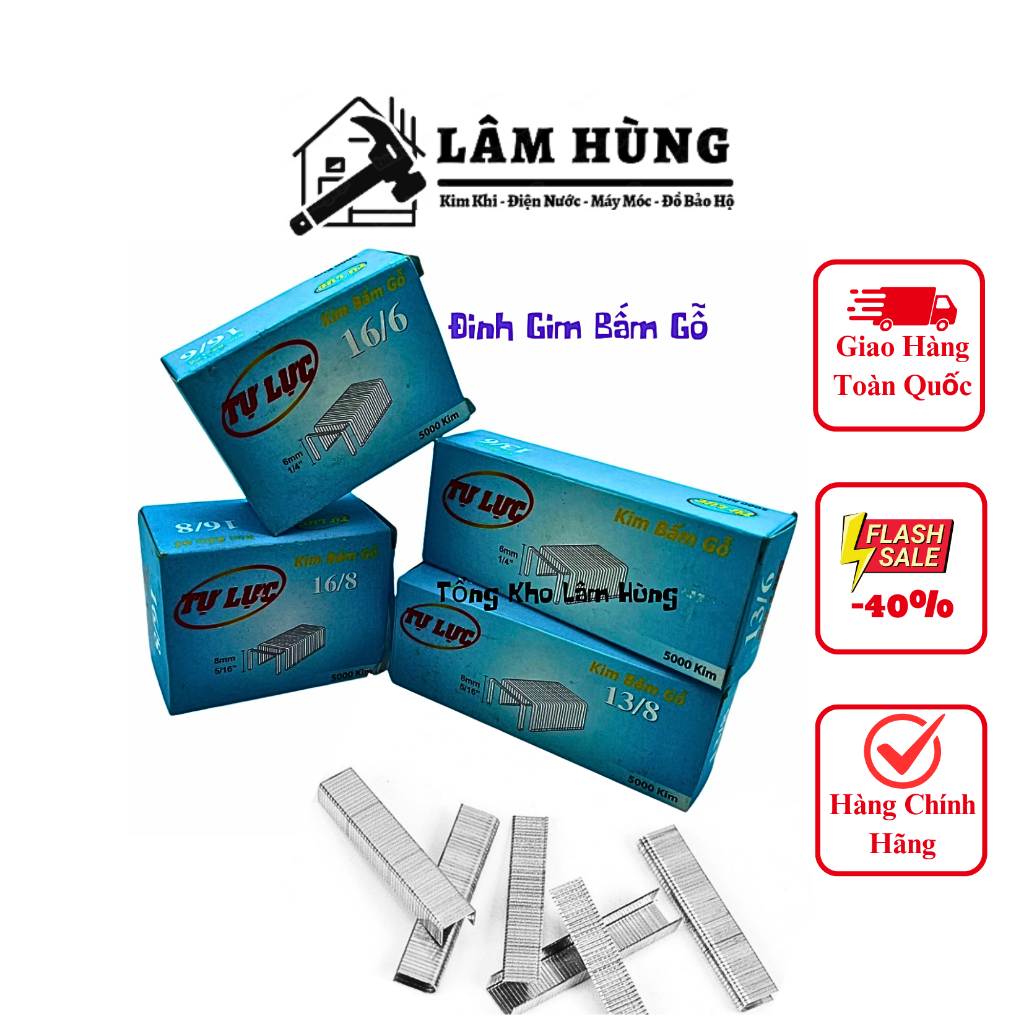 ✅ Gim Bấm Tự Lực - Đinh Gim Bấm Gỗ Các Cỡ 13/6 - 13/8, 16/6 - 16/8: Hàng Tốt Chất Lượng Cao