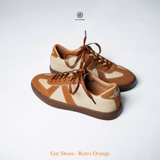 Giày Gat Shoes Retro Orange Lucas Shoes, Thiết kế thể thao, da bò thật, đế cao su khâu đế, dễ phối đồ