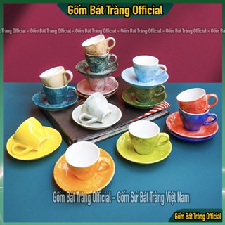  Bộ ly cafe Espresso 70ml. Cốc sứ Ly sứ vân đá Bát Tràng cao cấp 