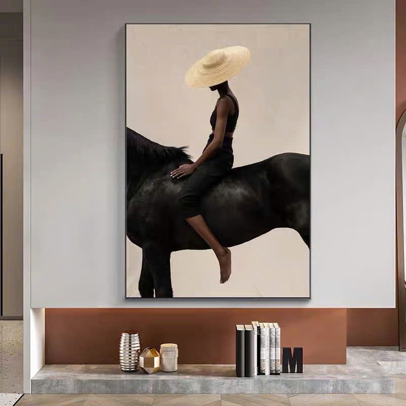 Tranh Treo Tường Thiếu Nữ Cưỡi Ngựa - Tranh Phòng Khách, Tranh Phòng Ngủ, Tranh Treo Tường Canvas, T