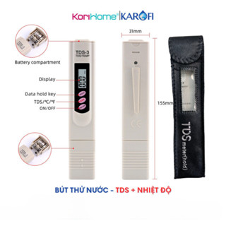 Bút đo TDS bao da có kèm đo nhiệt độ ổn định chính xác, bút đo chỉ số TDS, bút thử nước sạch