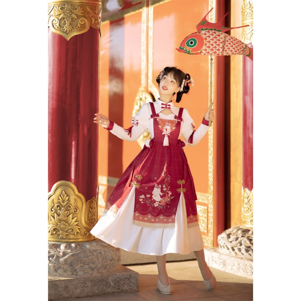 [Vui lòng nhắn tin shop trước khi đặt đơn] SET ĐẦM THỎ LOLITA TRUNG HOA MẶC TẾT 5781