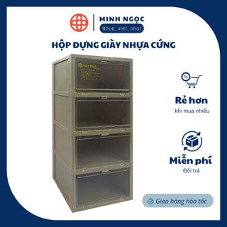  Hộp đựng giày nhựa cứng Việt Nhật sneaker lắp sẵn nguyên khối 4 tầng chắc chắn- Nhựa Việt Nhật 