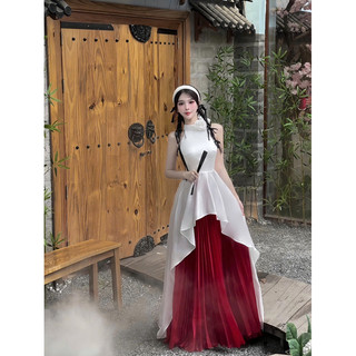 Set áo yếm lụa chân váy tơ xoè tag hoa cài tóc TKCC