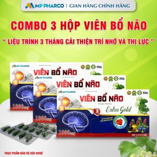  Combo 3 hộp Viên bổ não Ginkgo Biloba Extra Gold Tăng Cường Chức Năng Bộ Não Hỗ Trợ Tuần Hoàn Não hộp 60 viên 