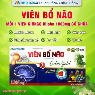  Viên uống bổ não GINKGO Biloba 1000mg CAO CẤP MP Pharma - hỗ trợ hoạt huyết  tăng cường tuần hoàn máu não-Hộp 60 viên 