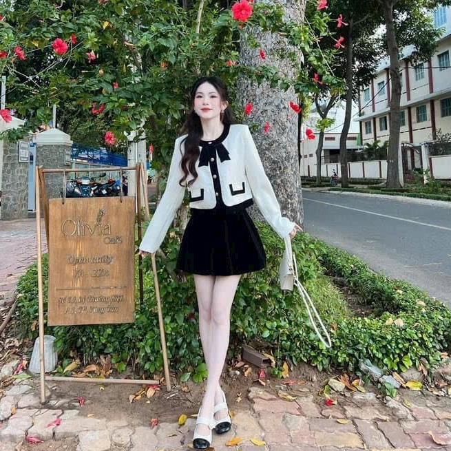 Set váy thời trang nữ,KÈM HÌNH THẬT Set ÁO TAY DÀI phối nơ chân váy NHUNG phong cách Hàn quốc siêu xinh shop ngô fashion | BigBuy360 - bigbuy360.vn