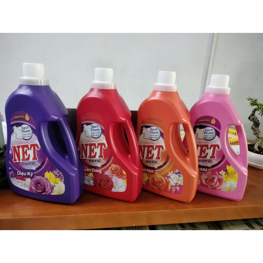  NƯỚC GIẶT NET MẪU MỚI 4 MÀU   CAM ĐỎ HỒNG TÍM - 3,3KG  