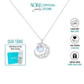 Dây chuyền bạc nữ NORA Jewelry, vòng cổ bạc 925 mặt trăng đá Moonstone lấp lánh sang trọng DC001