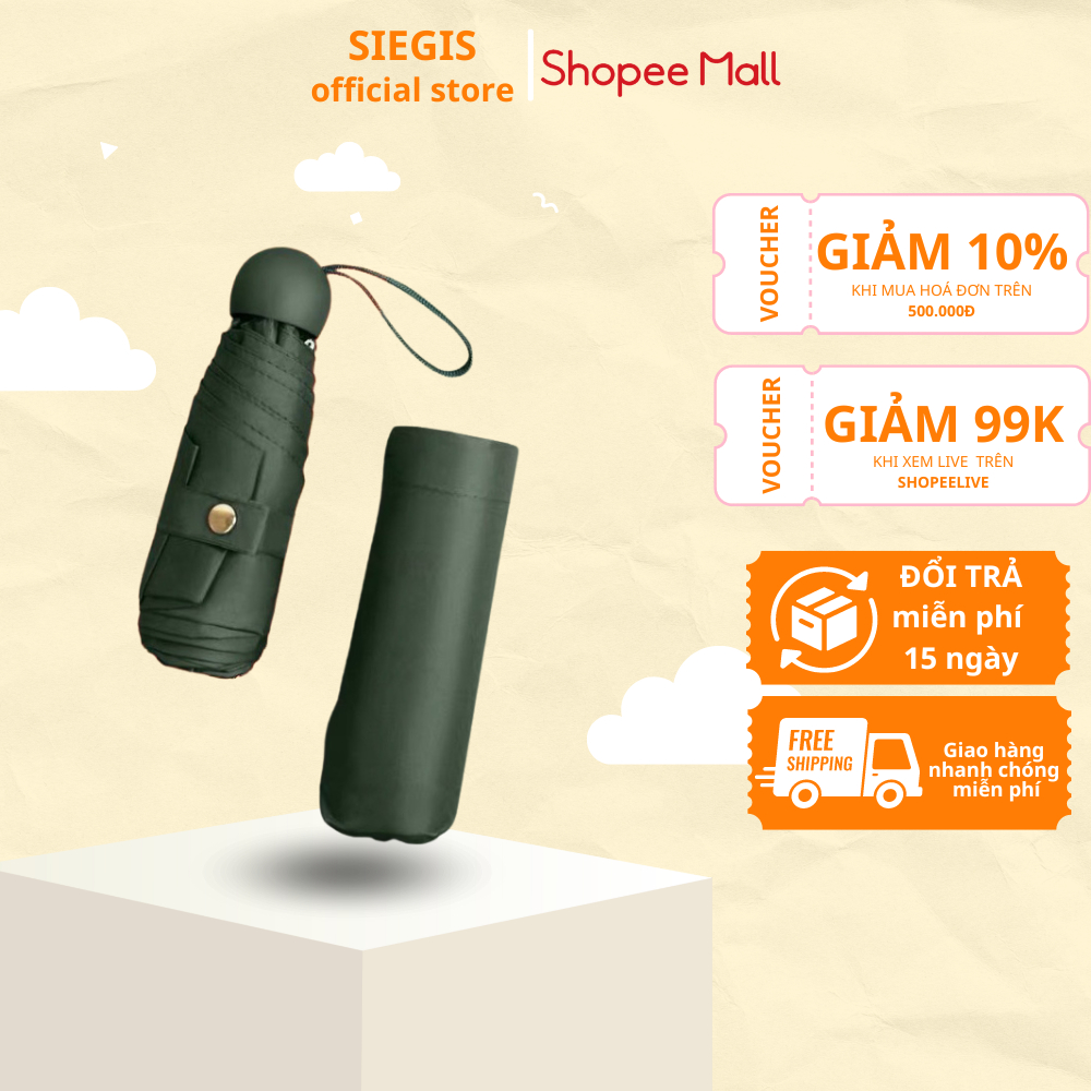 Ô Mini Che Mưa Nắng DIDOOGLT Bỏ Túi Gấp Gọn, Chống Tia UV Chất Liệu Cao Cấp Chống Thấm Nước Tuyệt Đối.