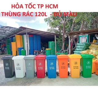   Hỏa tốc HCM  Thùng rác công nghiệp 120L có bánh xe - nhiều màu 