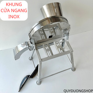 Khung Máy CỬA NGANG INOX " KHÔNG MOTOR " Thái Chuối , Rau Bèo, Cỏ Voi cho Motor 1.1 - 1,5 - 2 - 3kW . TẶNG dao Lỗ 24mm