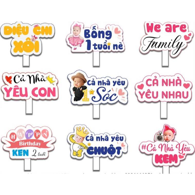 Hastag sinh nhật cho bé gái bé trai, hashtag cầm tay, hashtag đầy tháng - thiết kế theo yêu cầu