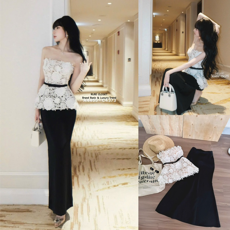 Váy trắng công chúa cúp phối ren