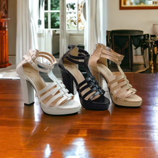 Giày cao gót Đúp vuông 11cm quai mảnh đan rọ - Đ42