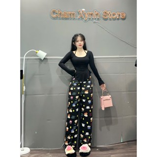 Mẫu Mới Áo mix 2 dây quần in 3d hoạ tiết dễ thương VL90