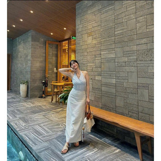 ĐẦM GẤM CỔ YẾM CỘT NƠ