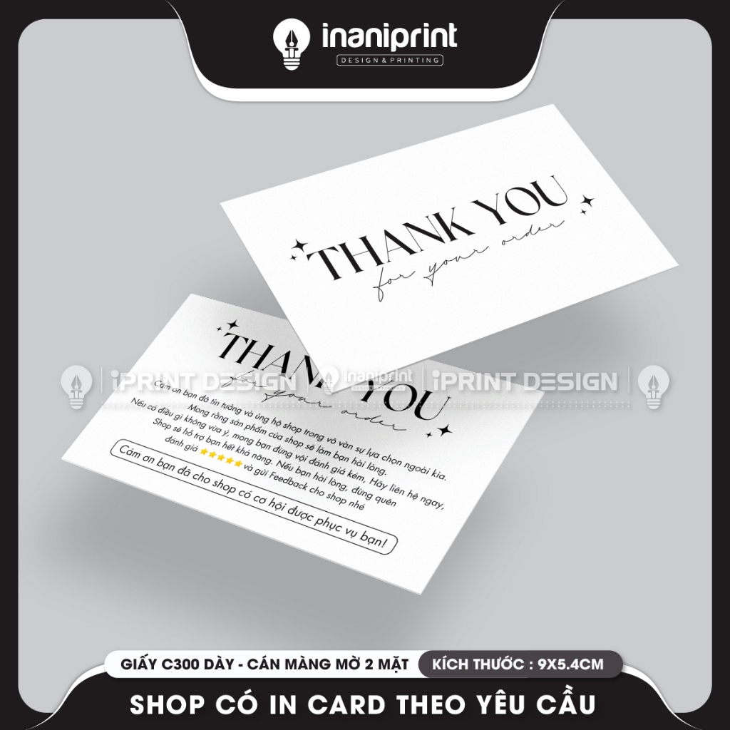Card Cám Ơn, Thiệp Cám Ơn, Giấy Cám ơn - TRẮNG BASIC