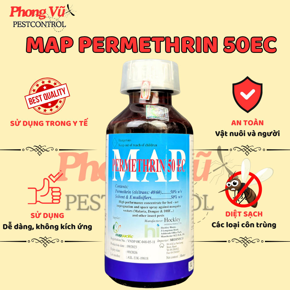 Chế phẩm di.ệt m.uỗi Permethrin 50ec 1000ml