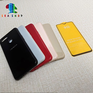 Ốp lưng OPPO F9 - SƠN BÓNG - Kính cường lực Full màn hình 9D