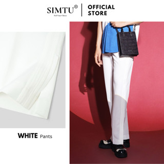  Quần dài nam ống rộng màu trắng kem SIMTU chất liệu kaki mềm cao cấp phối nẹp sườn thời trang | QT002 
