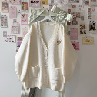 [ ẢNH THẬT ] ÁO CARDIGAN LEN THÊU HÌNH GẤU TRÒN