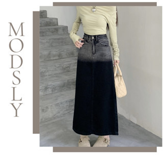 Chân váy jean dài Shop Jean cạp cao dáng dài CV039 chân váy bò kaki xẻ sau dài phong cách