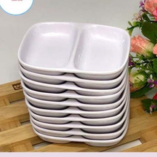 COMBO 10 Đĩa chấm phíp hai ngăn, đựng nước chấm- 1205 VN
