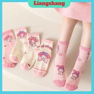 Set 5 đôi tất MELODY - Tất cotton cho bé màu Hồng Cô Gái cổ cao sợi bông mềm mại thoáng khi khử mùi(tuyển sỉ) ..